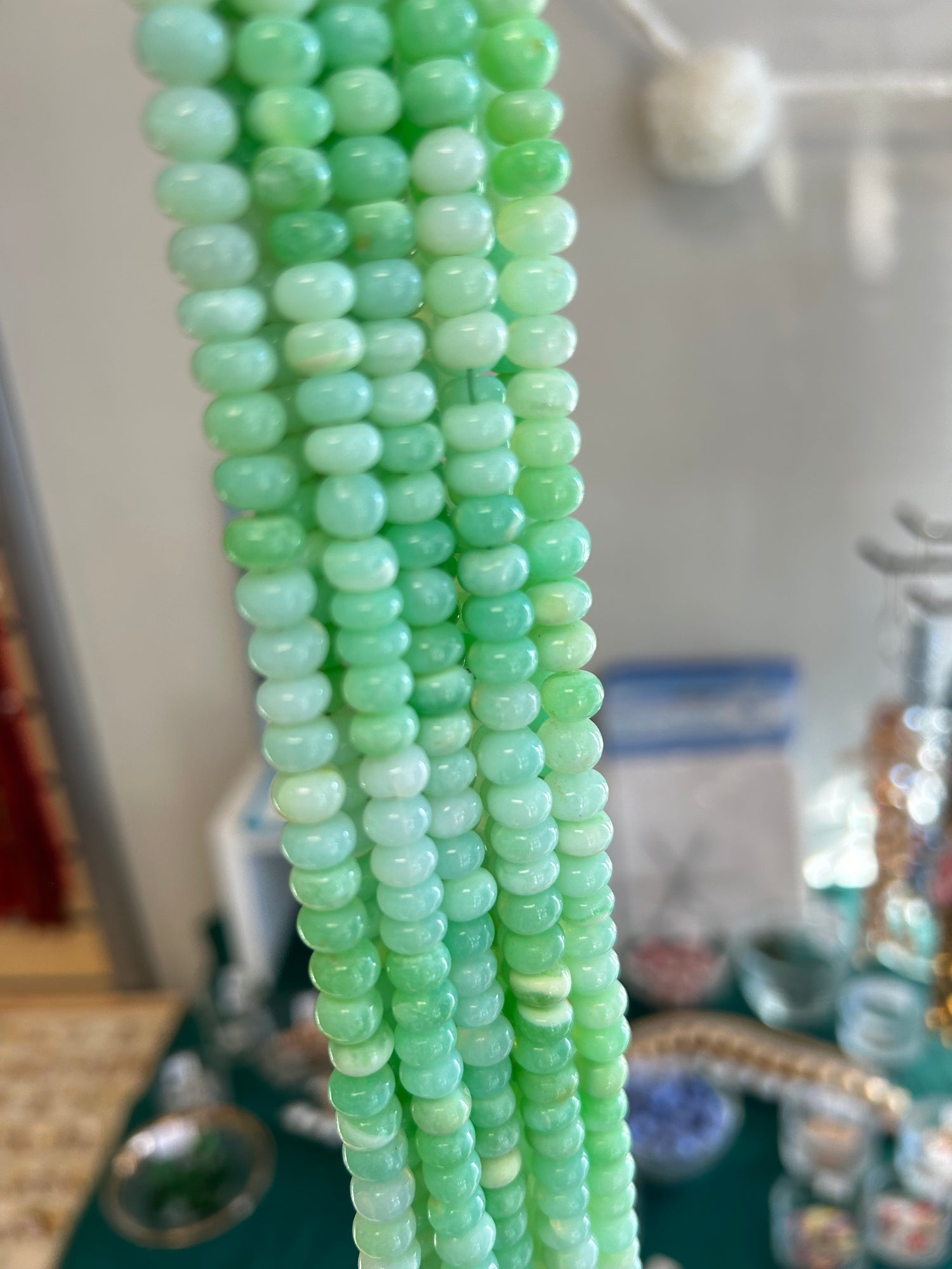 Opal Dyed Sea foam green beads 8x5mm Rondelle