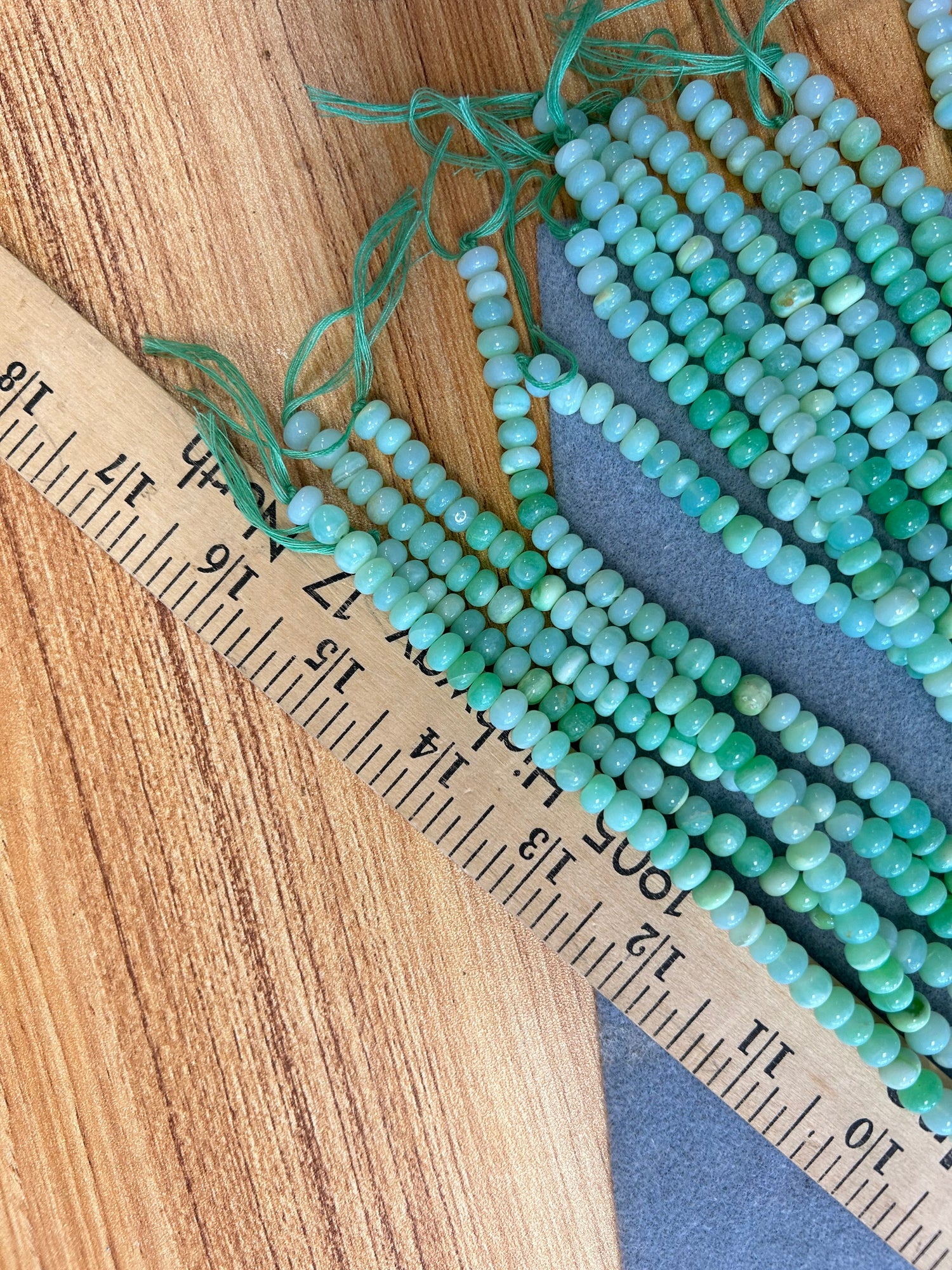 Opal Dyed Sea foam green beads 8x5mm Rondelle