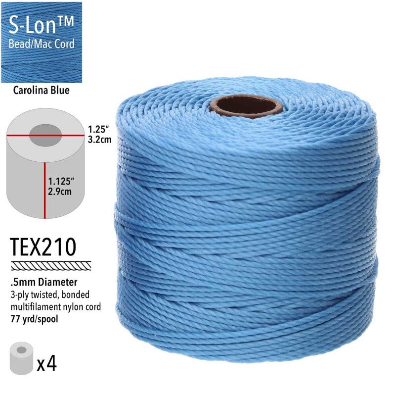 S-LON BEAD CORD CAROLINA BLUE 77YD TEX210