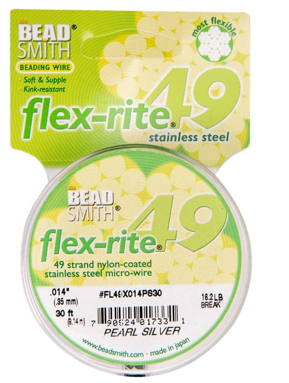 Flex-Rite 49 Beading Wire Spool (Fine) .014 pearl silver