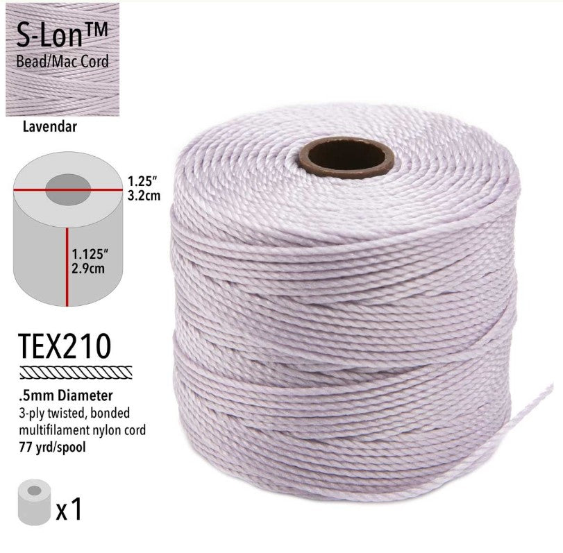 S-LON BEAD CORD LAVENDAR 77YD TEX210