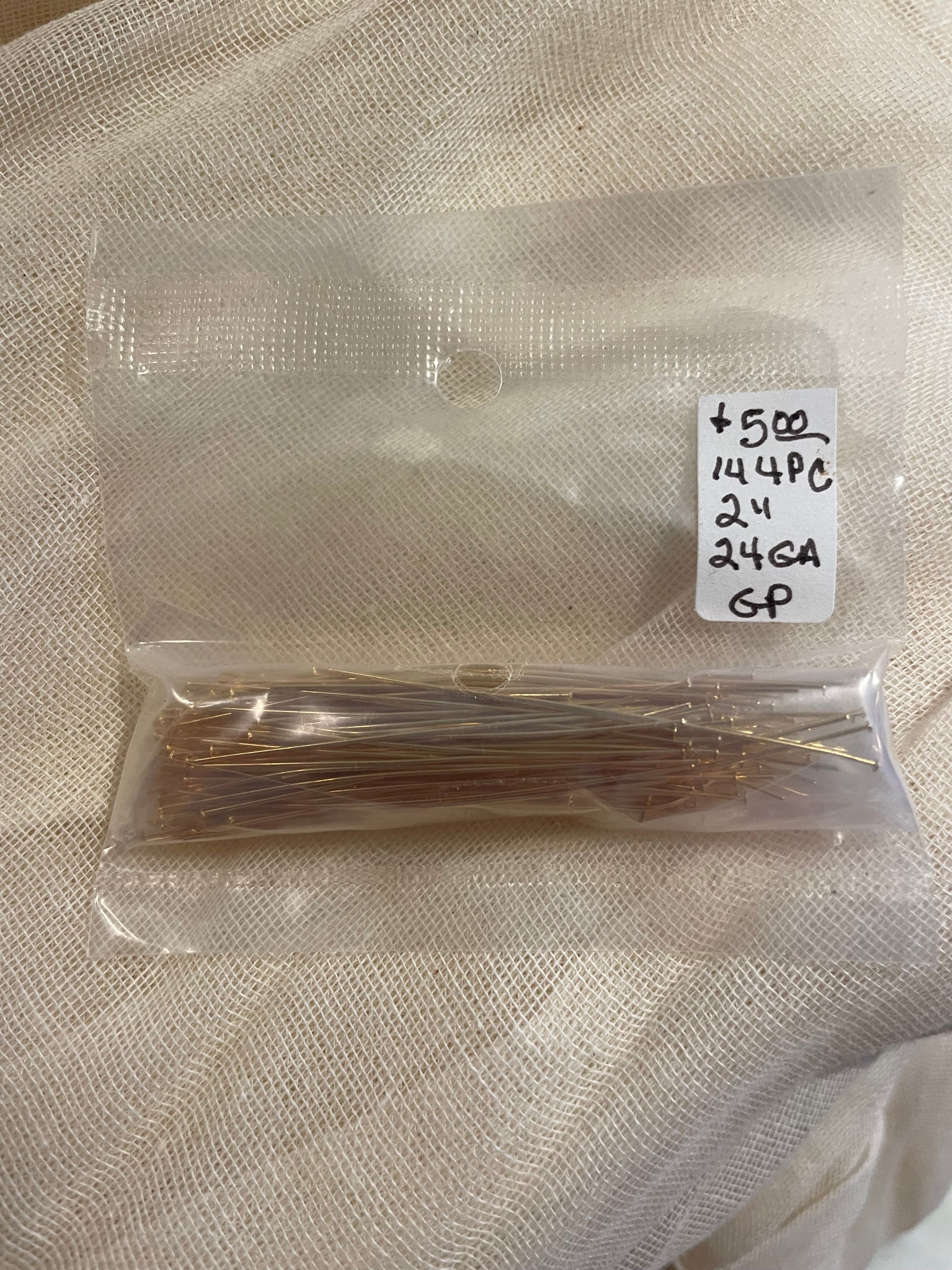 Headpins 2", 24ga, Gold Plated 144pc