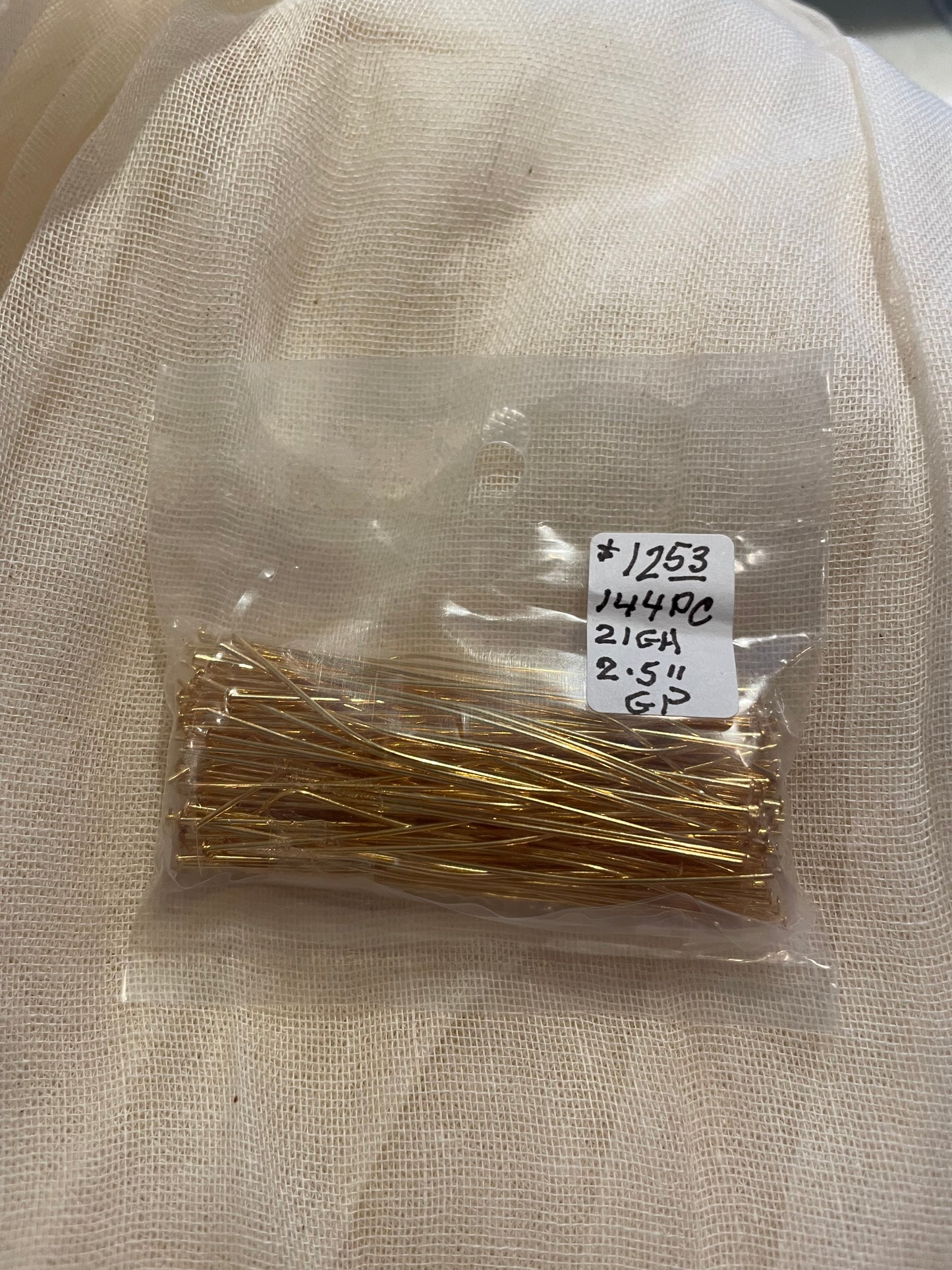 Flat Gold Plated Headpins 2.5"