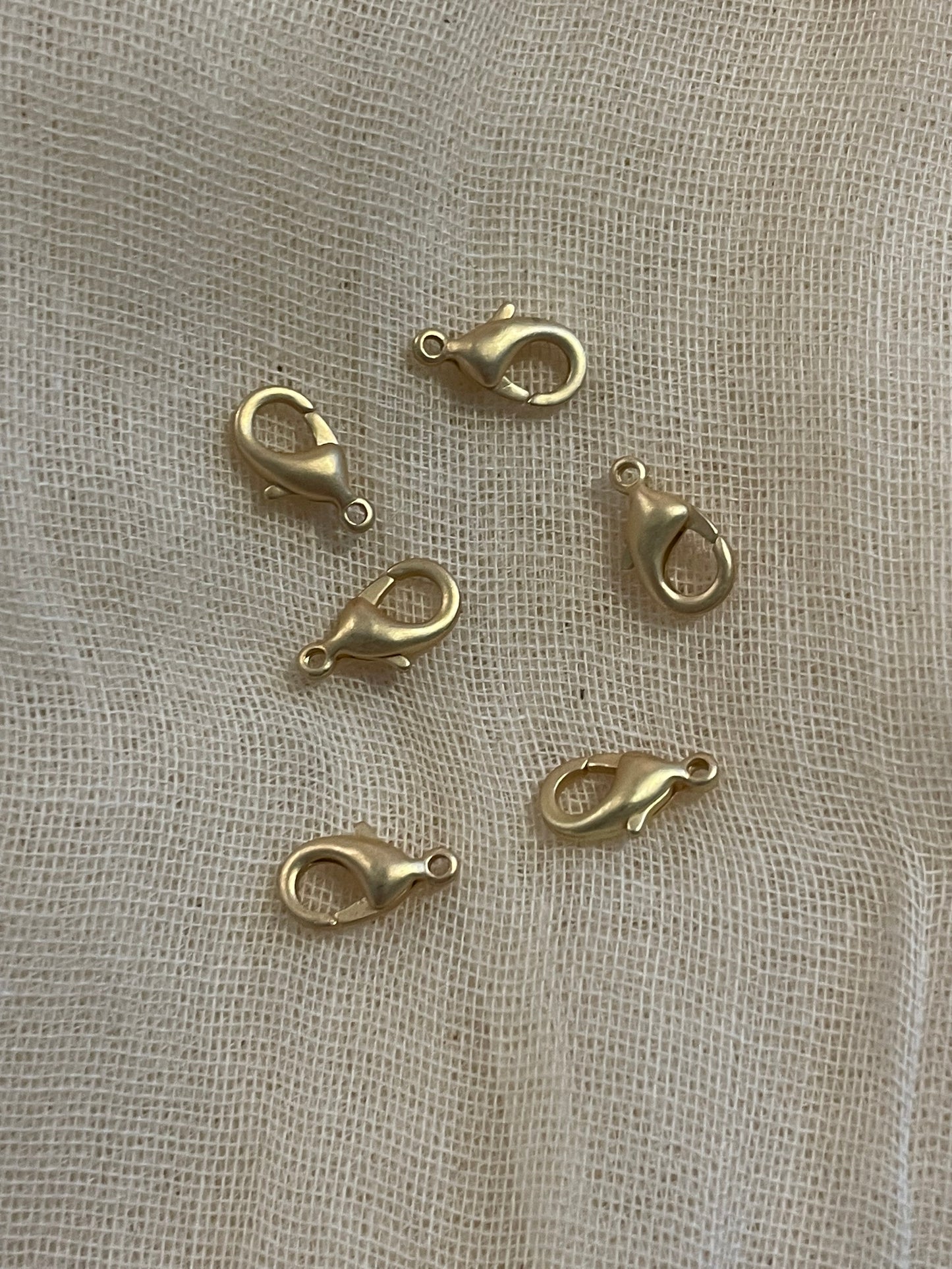 Matte Gold Plated Lobster Claw Clasps 12mm x 7mm 6 Pieces