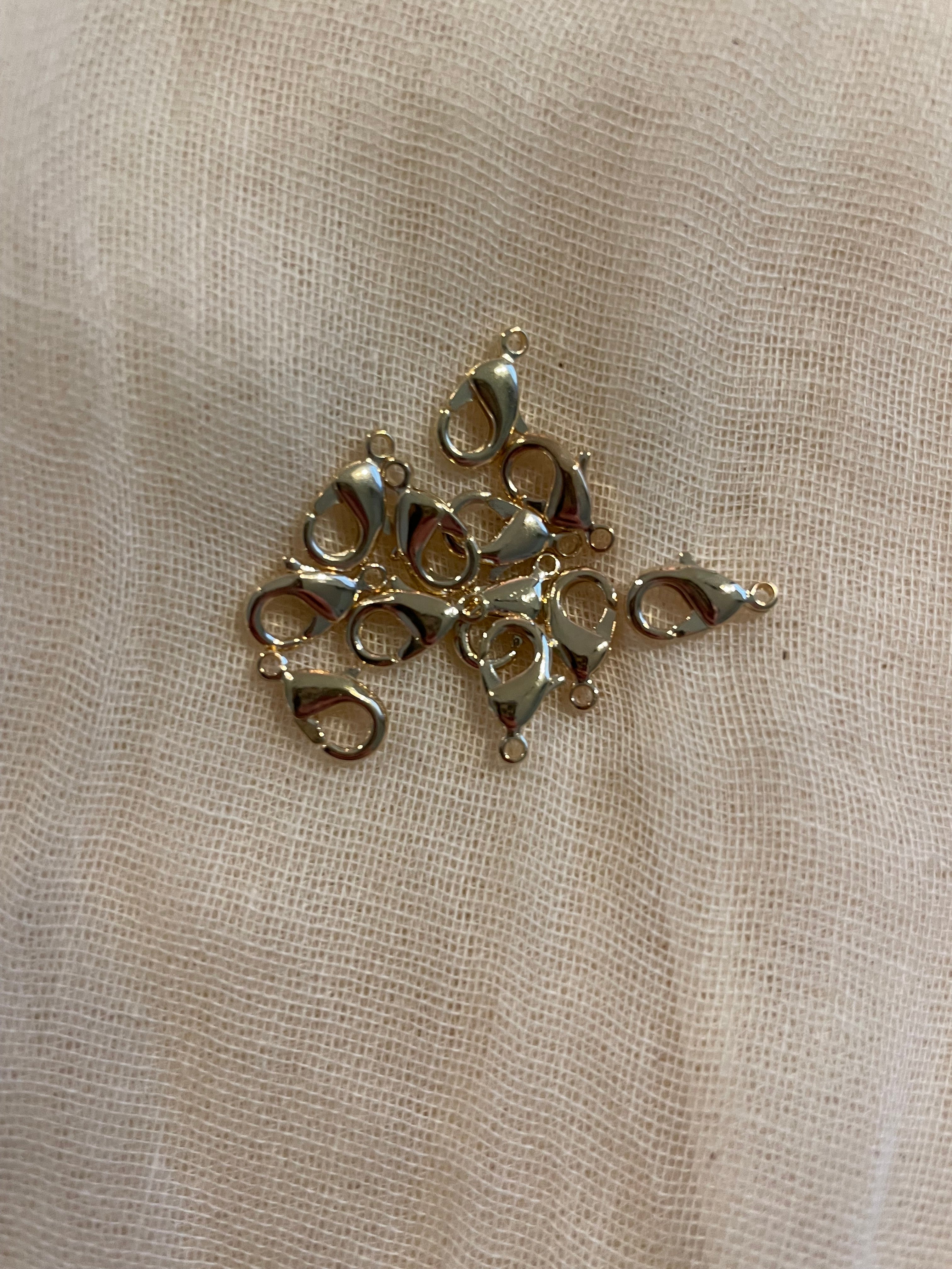 Shiny Gold Plated Lobster Claw Clasps 12mm x 6.5mm 12 Pieces