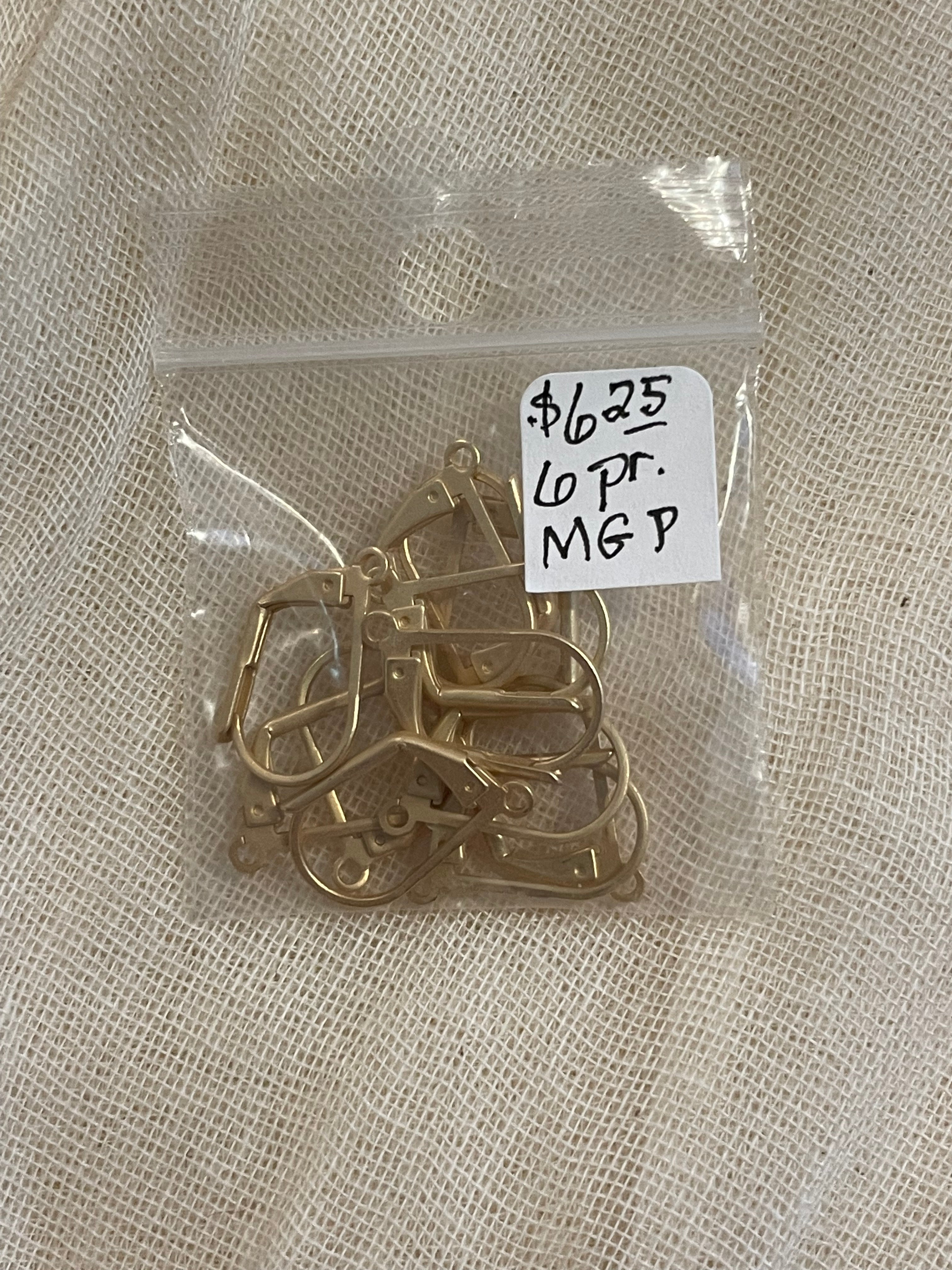 Leverback Earrings Matte Gold Plated 17mm x 10mm 6 Pairs