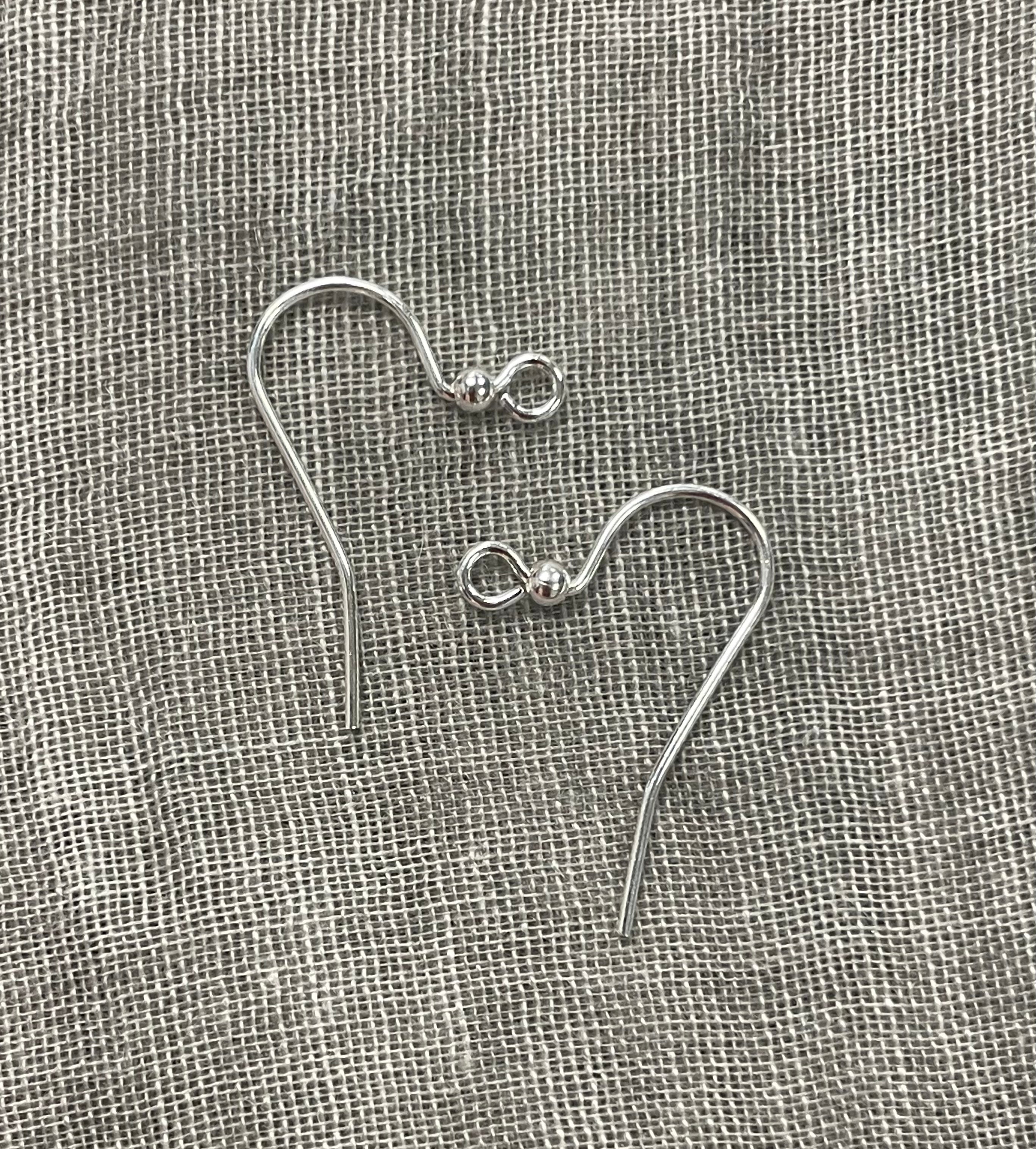Hook Ear Wire Silver Plate 25 mm With a 2 mm Ball, 12 Pairs