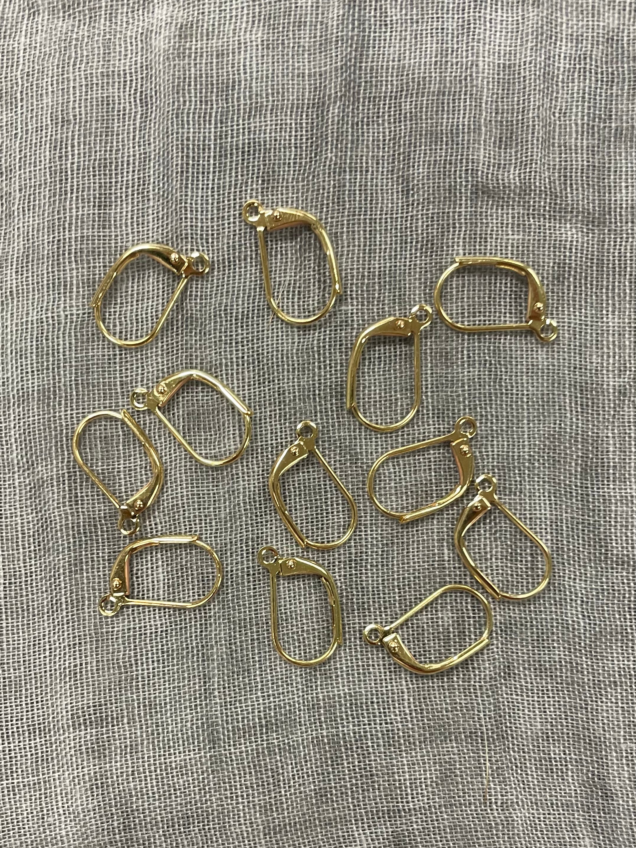 Leverback Earring Gold Plate With Open Loops 12.5x15 mm, 6 Pairs