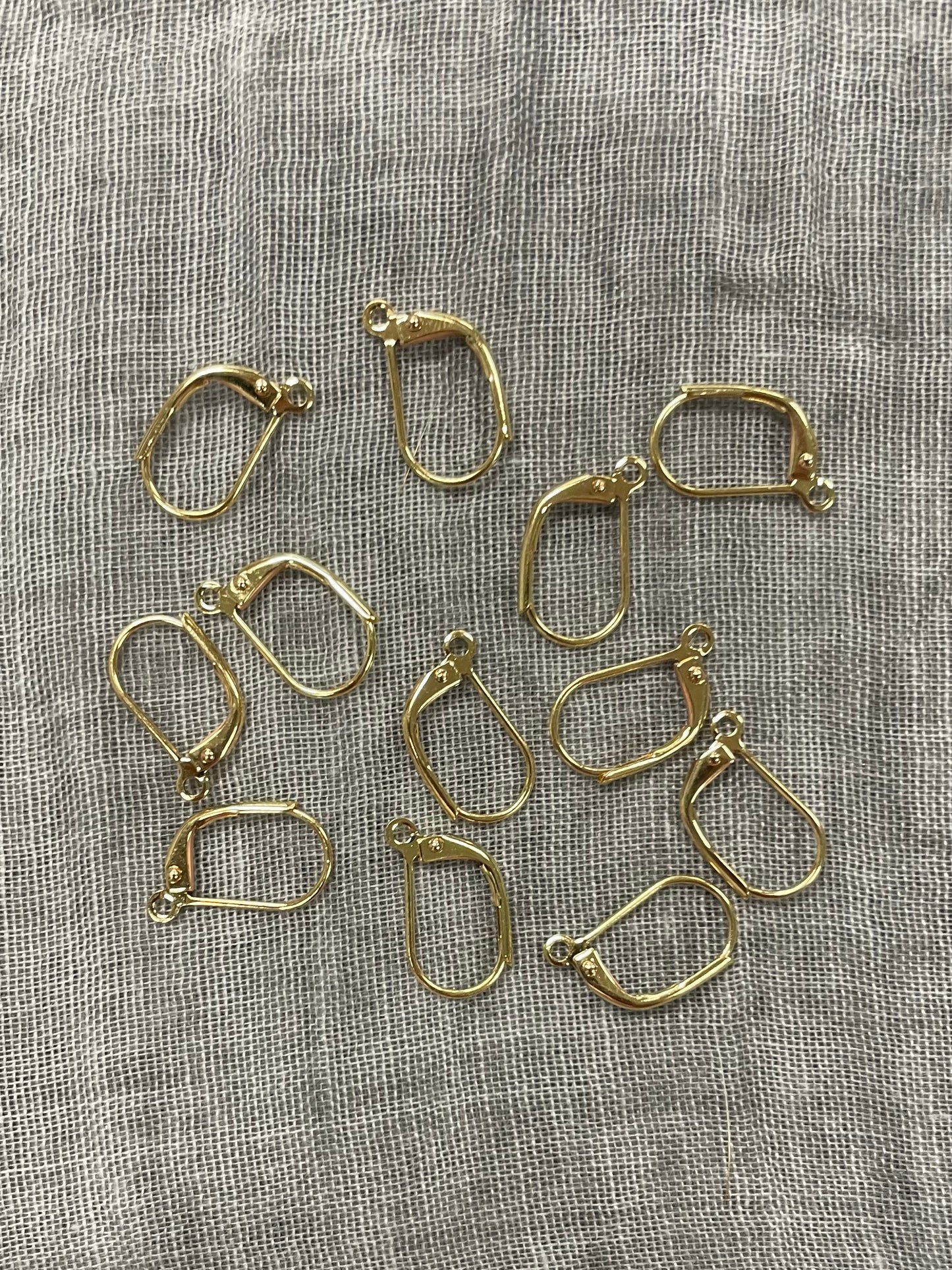 Gold Plate Leverback Earring With Open Loops 12.5x15 mm, 6 Pairs
