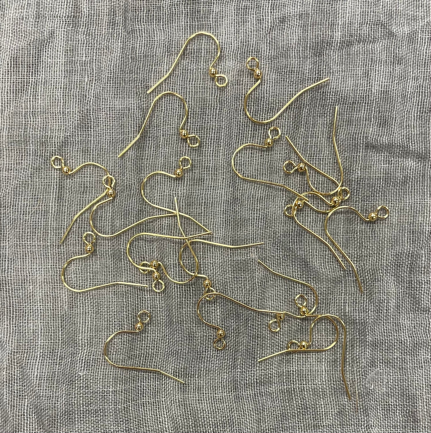 Ear Wire 17 mm With Ball, Fish Hook Gold Plate 25 Pairs