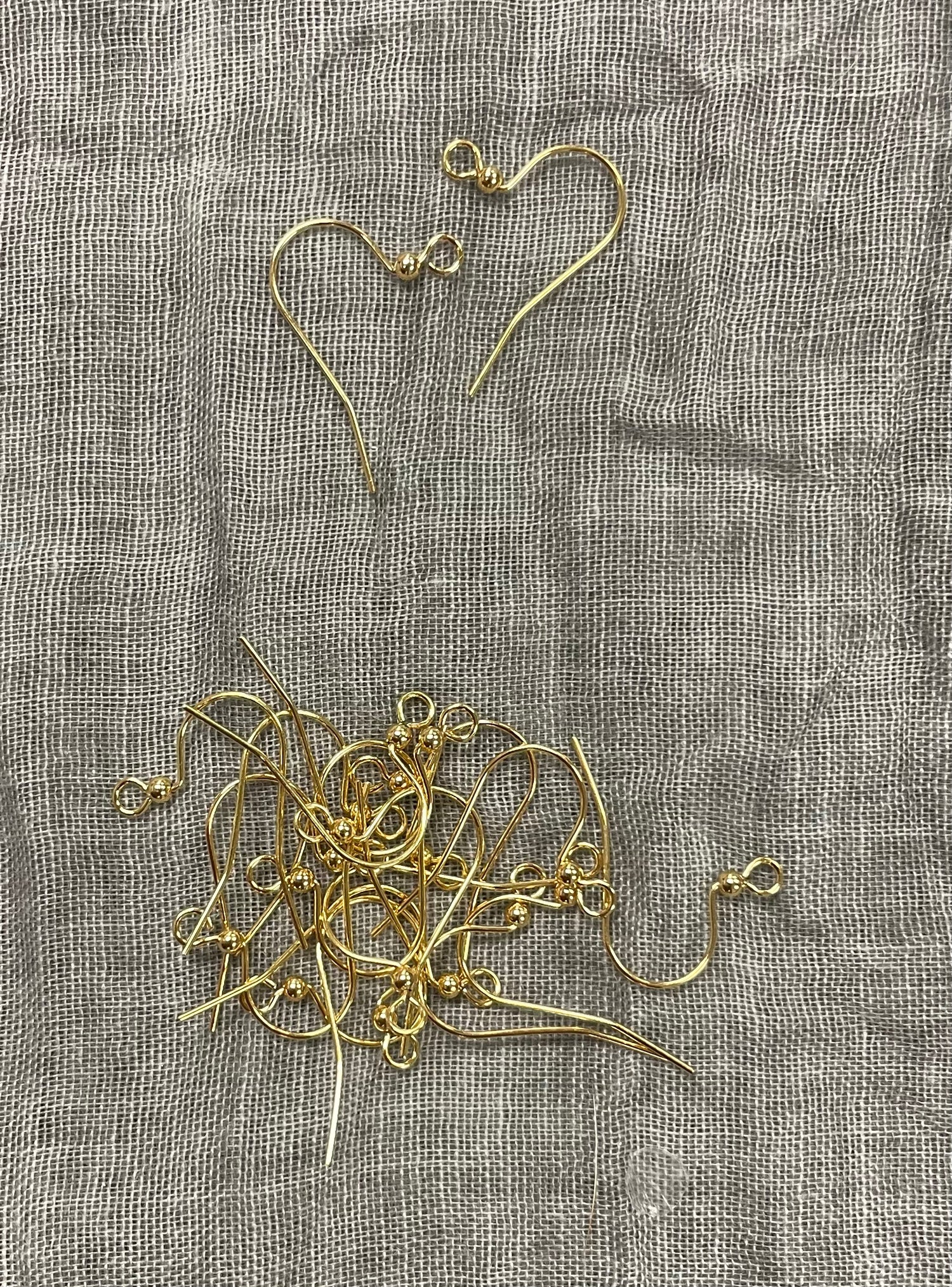 Ear Wire 17 mm With Ball, Fish Hook Gold Plate 25 Pairs