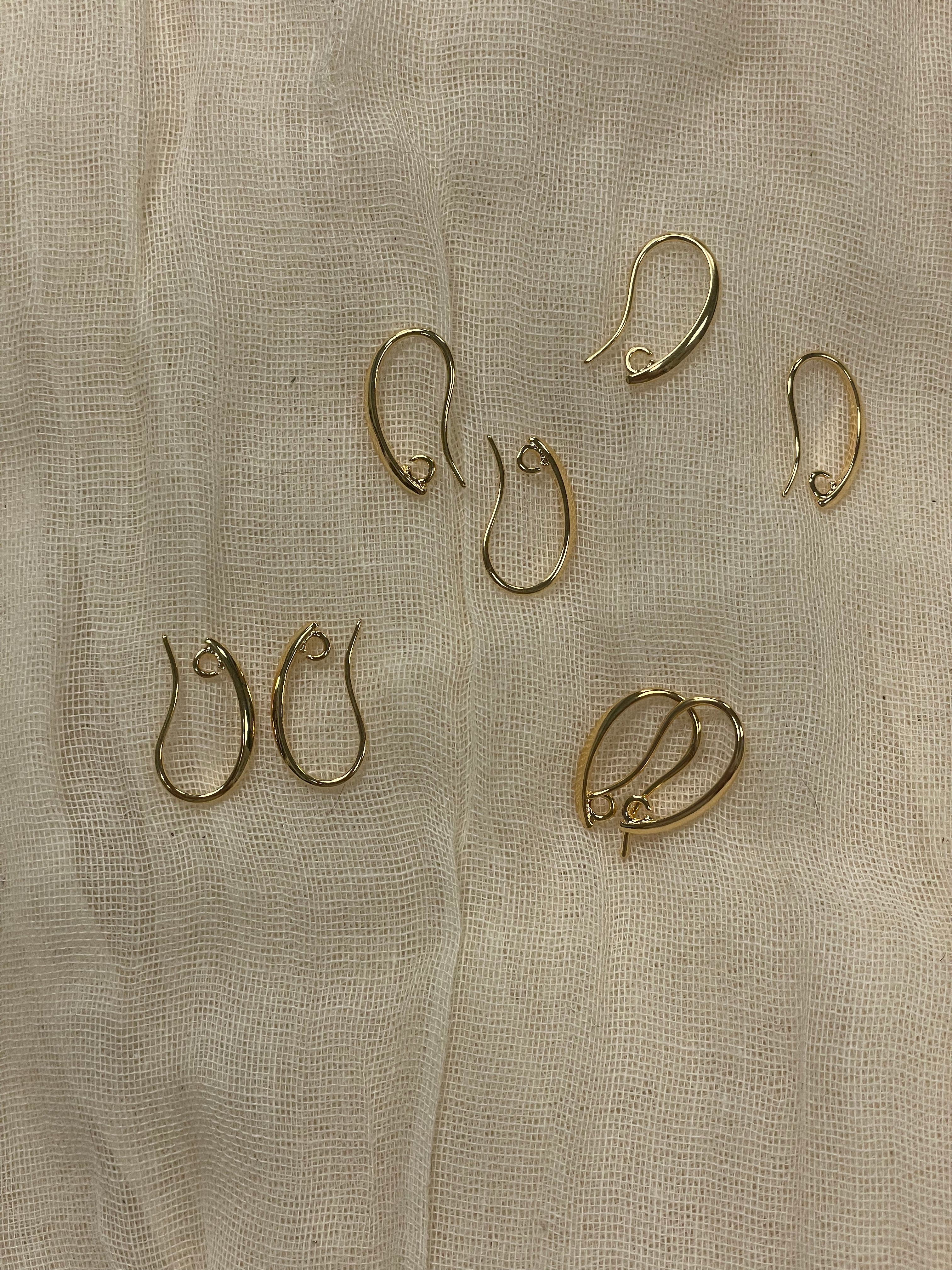 Ear Wire 19x11mm With Open Ring, Gold Plate 4 Pairs