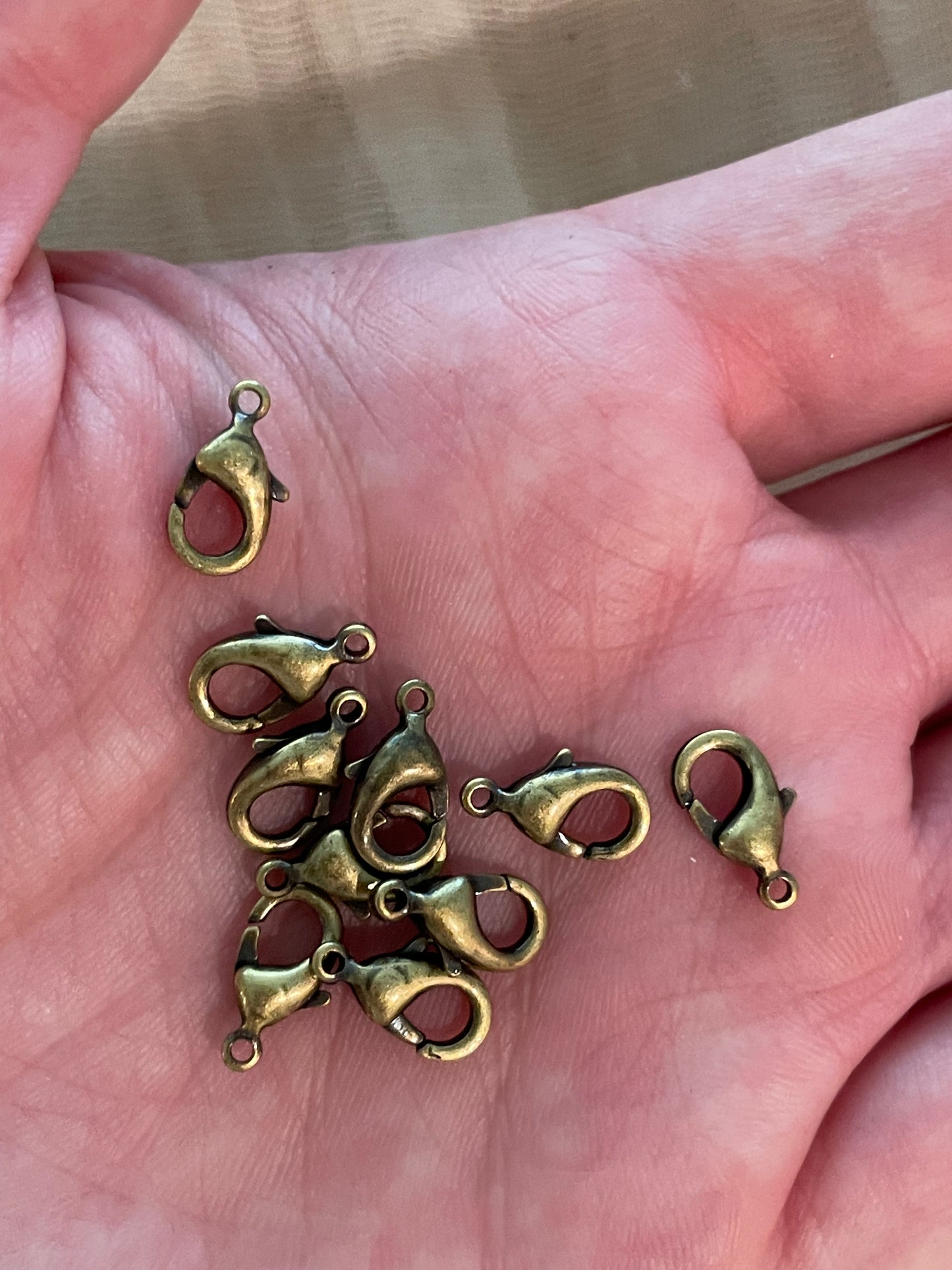 Antique Brass Lobster Claw Clasps 12mm x 7mm 10 Pieces