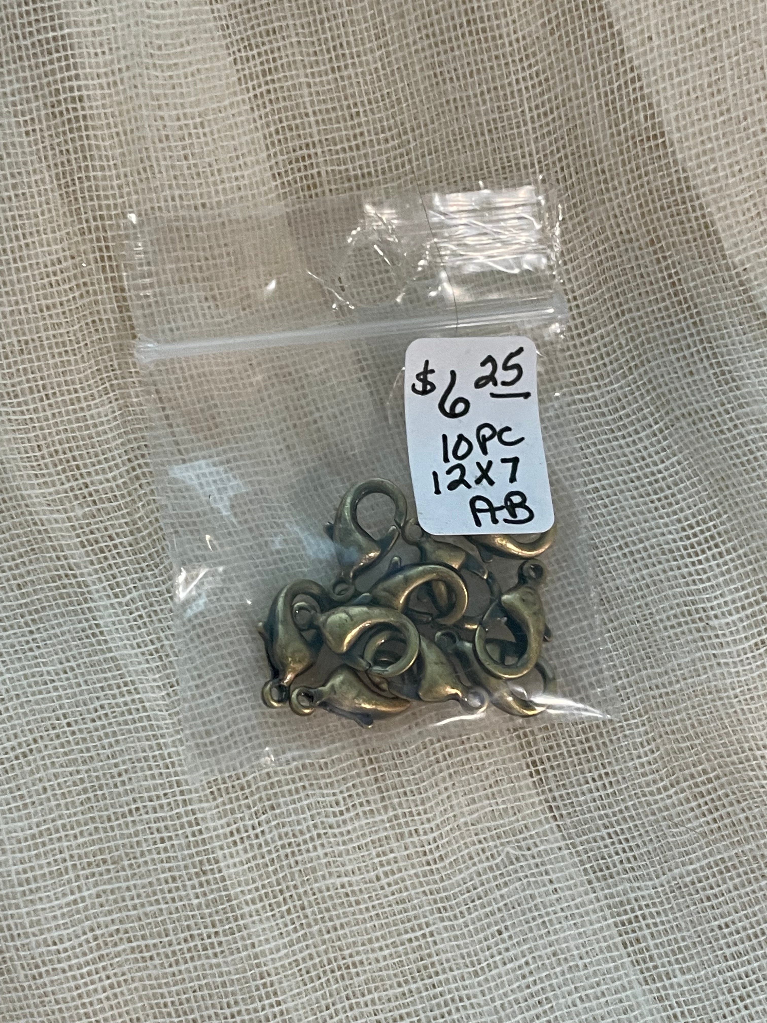 Lobster Claw Clasps 12mm x 7mm Antique Brass 10 Pieces