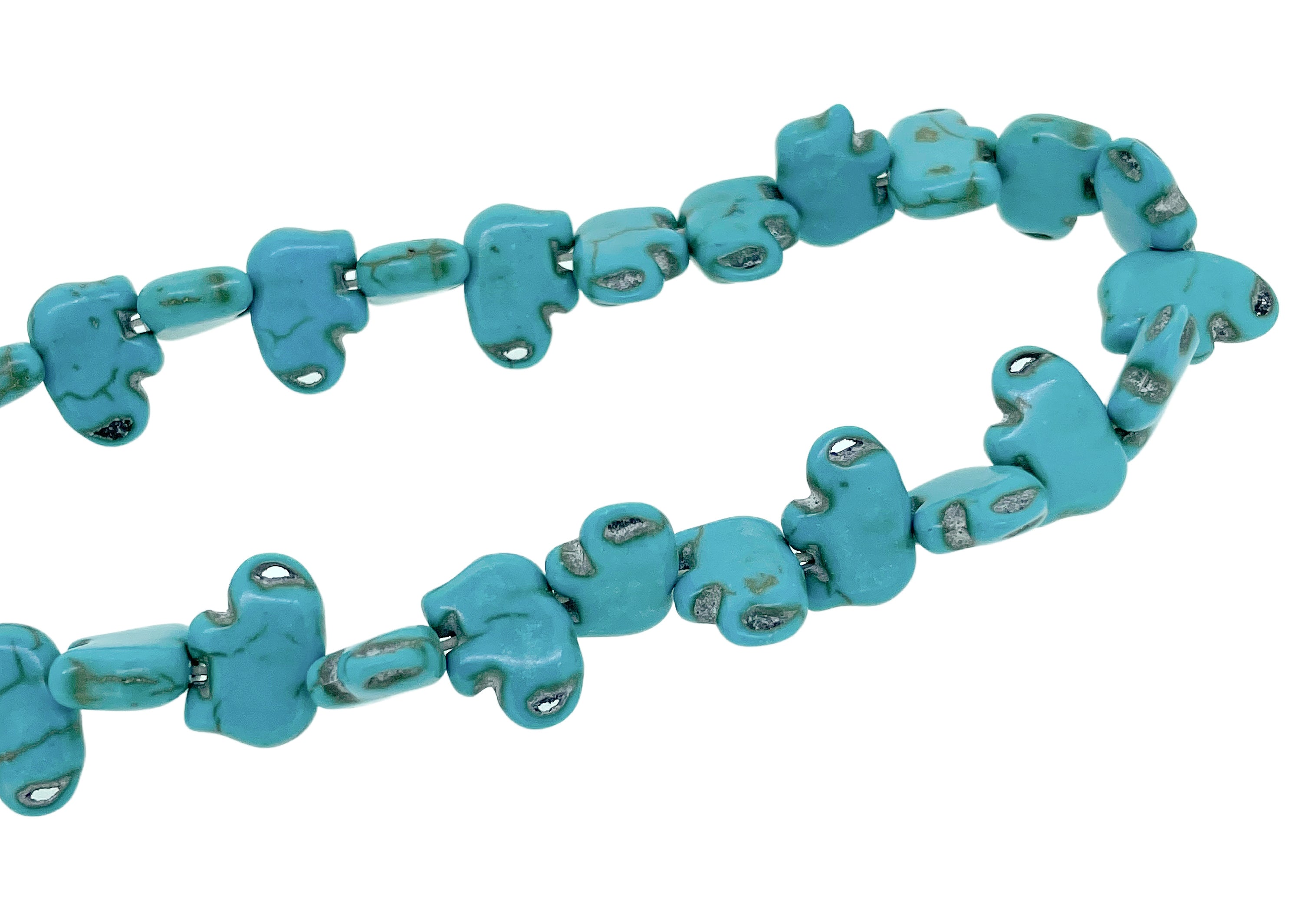 Magnesite-Dyed Elephant Beads white or turquoise 10x15mm