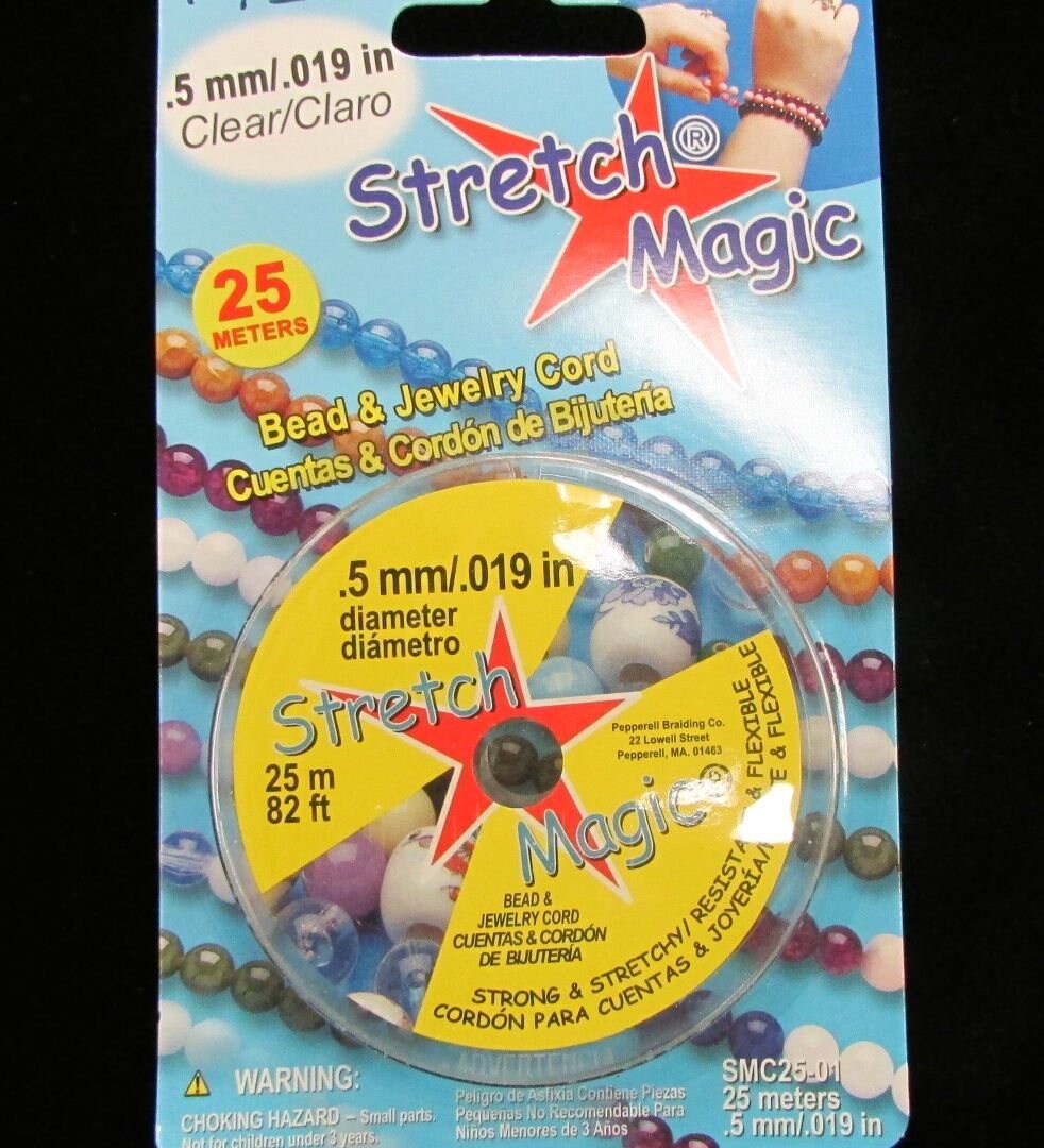 Stretch Magic .5mm Elastic Cord; Clear or Black, 10 meter or 25