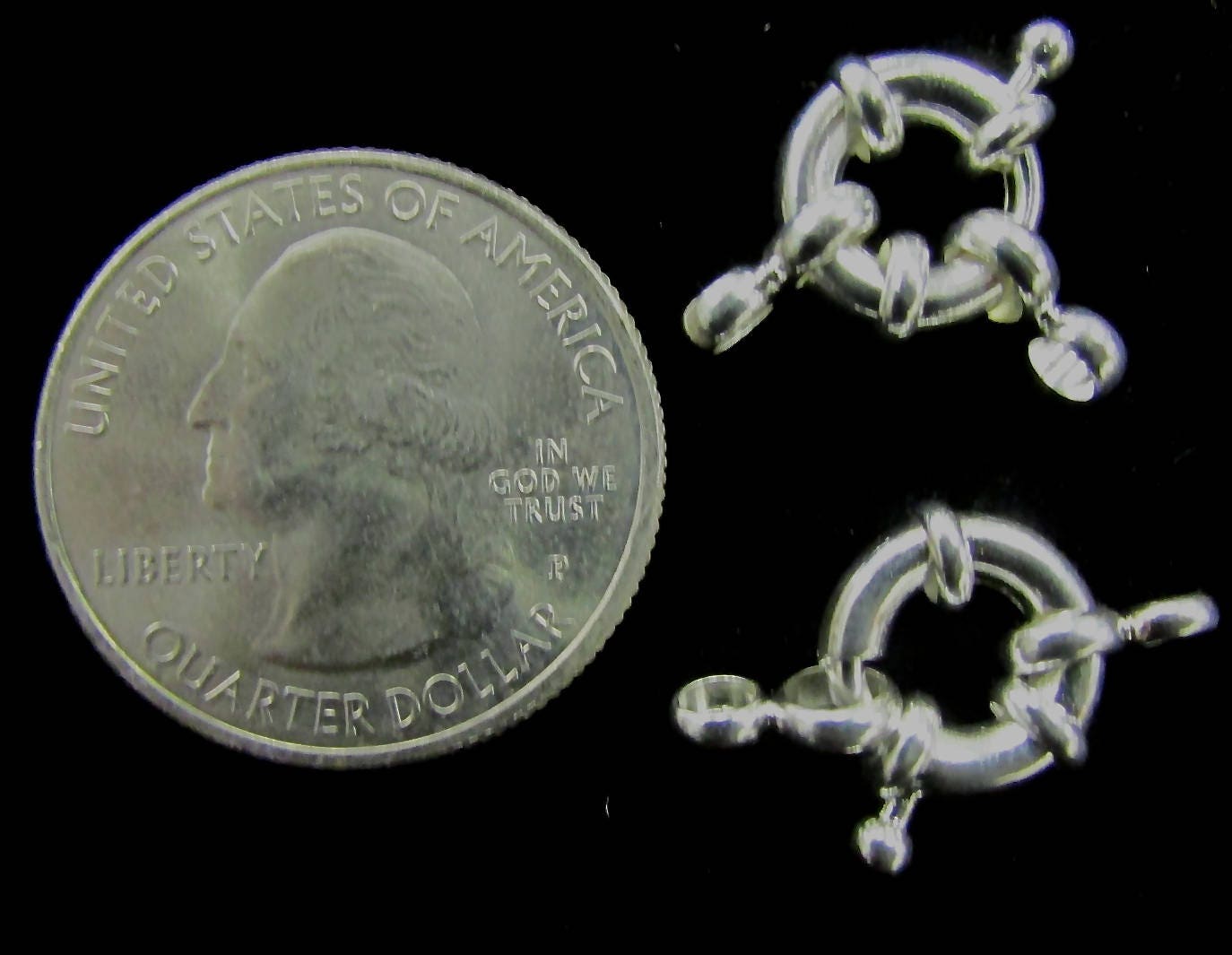 Spring Ring 15mm with double loops, 2 piece Nautical style