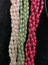 Glass Rice Pearl 6x4mm 3-strands "Rose Garden"