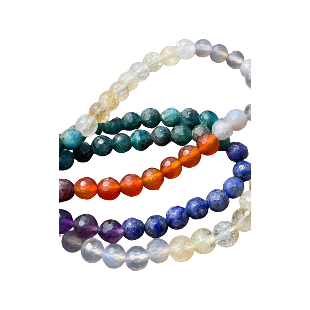 Mixed Gemstone Faceted 6mm Round