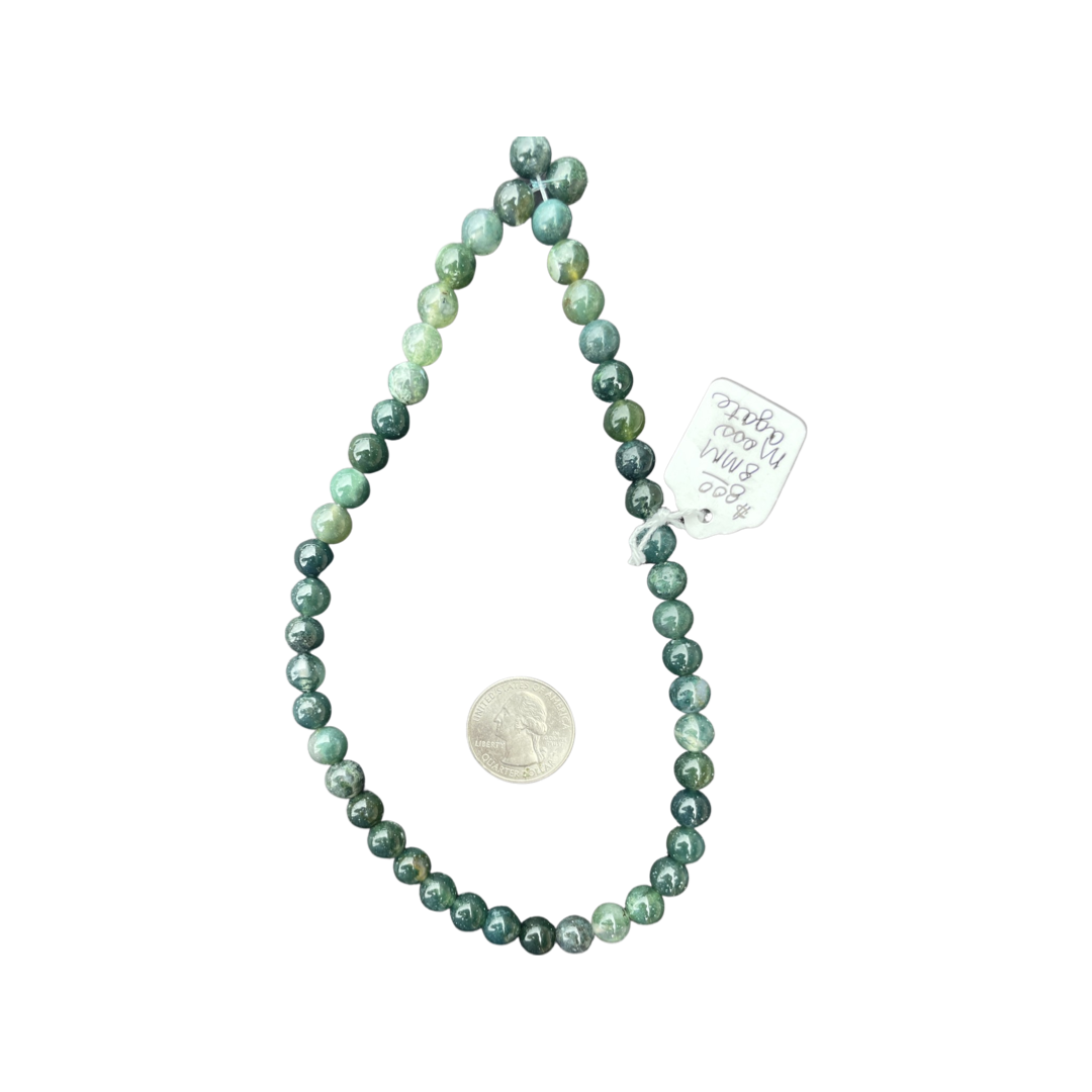 Moss Agate Beads 8mm Round