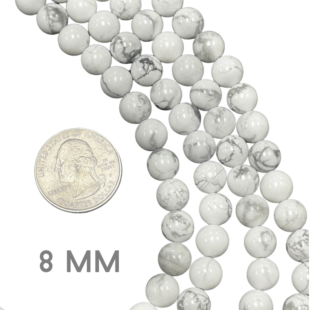 Howlite bead strand 8mm Round