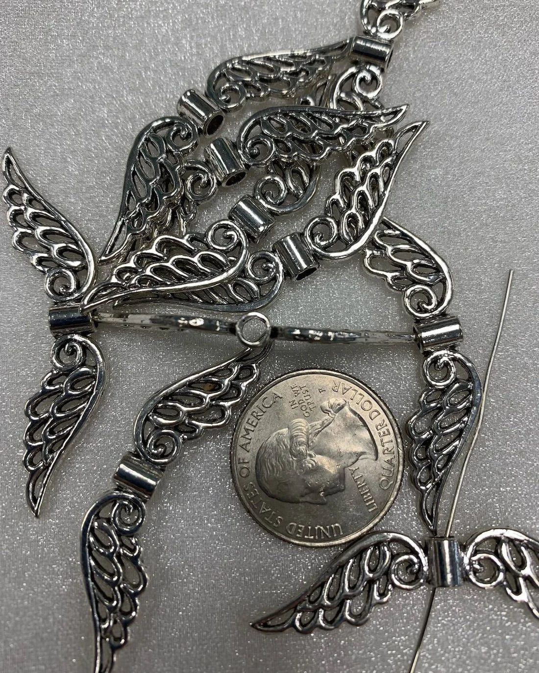 Angel Wings, Silver plate 50x10mm 10 pc