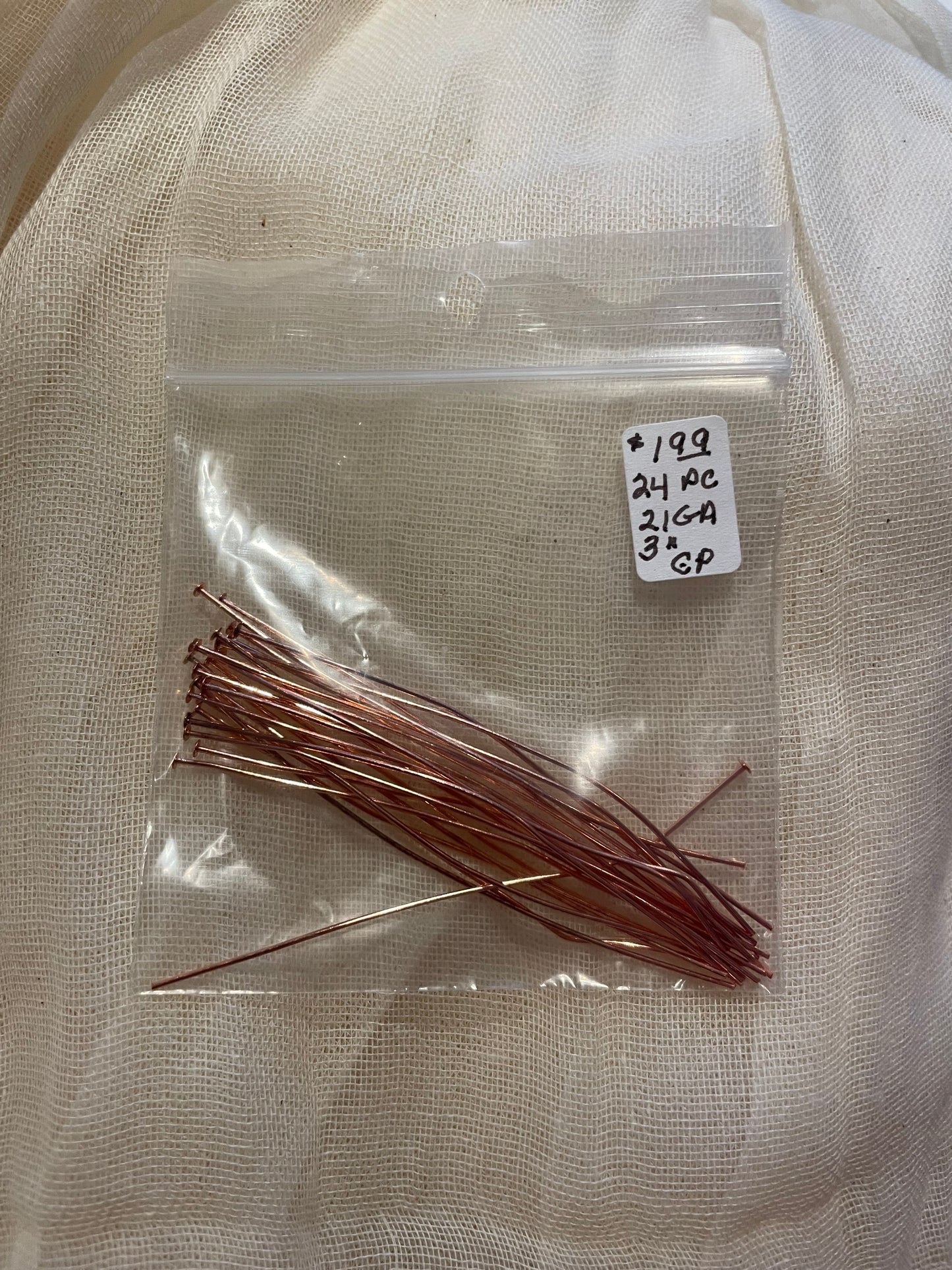 Flat Copper Plated Headpins 3"