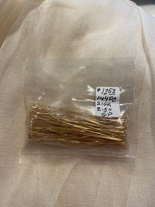 Flat Gold Plated Headpins 2.5"