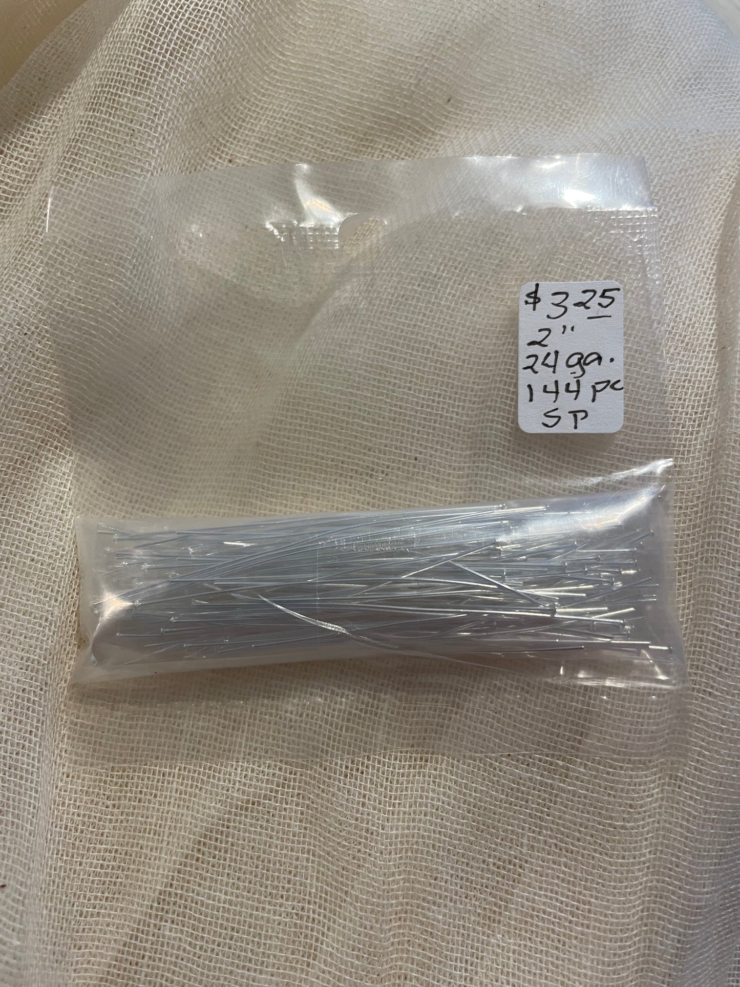 Flat Silver Plated Headpins 2"