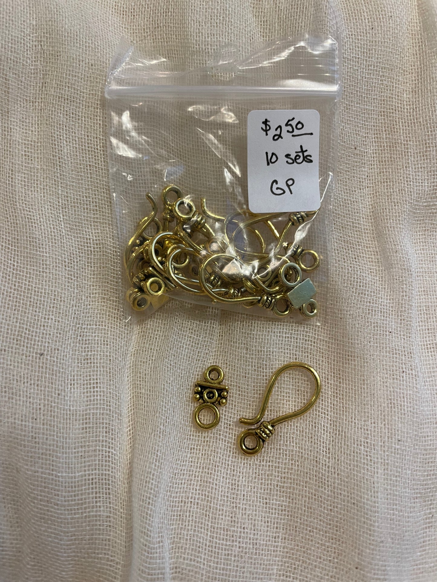 Gold Plated Hook Eye Clasps 24mm 10 Pairs