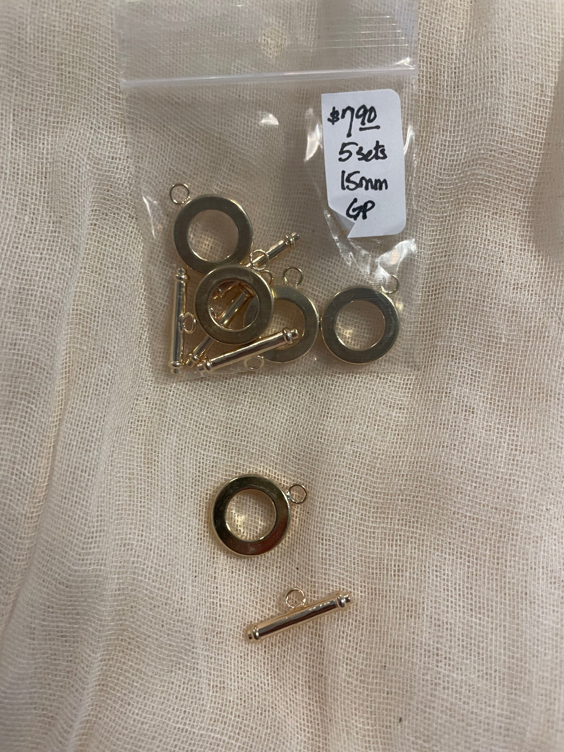 Toggle Clasps 15mm Gold Plate (5 Sets)