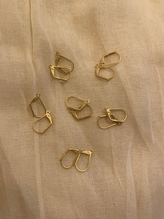 Matte Gold Plated Leverback Earrings 17mm x 10mm 6 Pairs