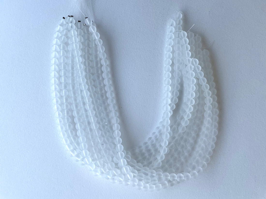 Recycled Glass Beads- Clear Frost