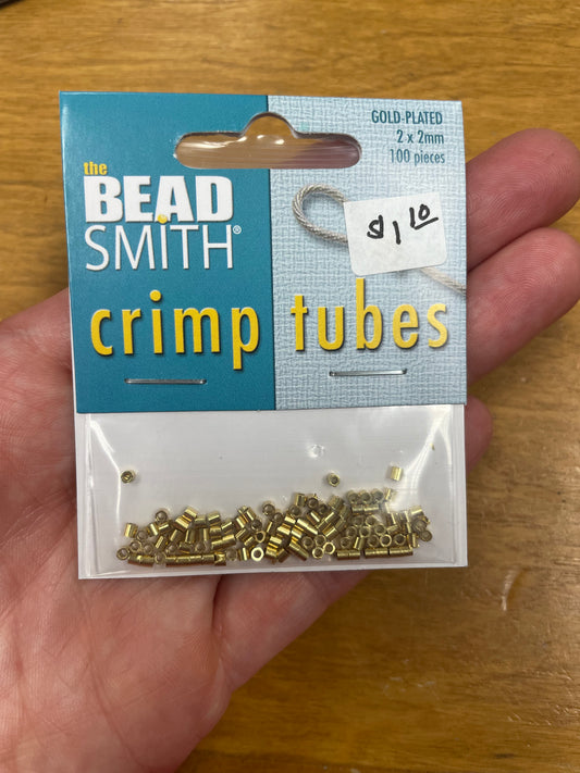 BeadSmith Crimp Tubes Gold Plated 2X2MM