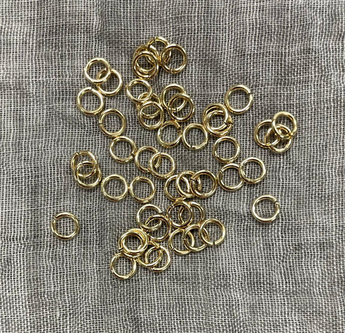 Jump Ring:  Open, 6mm 18 Gauge, Shiny Gold, 50 pieces