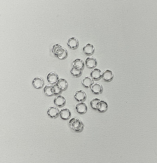 6 mm Open Jump Ring: 18 Gauge, Shiny Silver Plate, 25 pieces