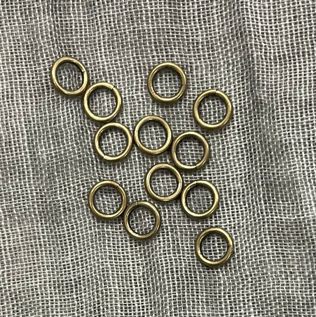 Jump Ring: 6 mm Open 18 Gauge, Antique Brass, 12 pieces