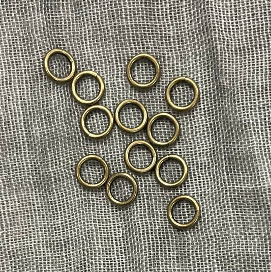 6 mm Open Jump Ring: 18 Gauge, Antique Brass, 12 pieces