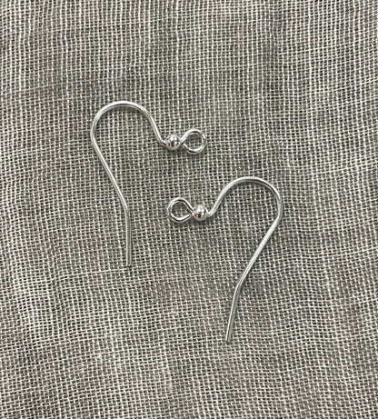 Hook Ear Wire Silver Plate 25 mm With a 2 mm Ball, 12 Pairs