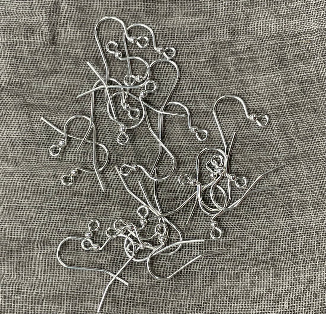 Hook Ear Wire Silver Plate 25 mm With a 2 mm Ball, 12 Pairs