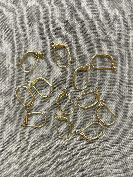Gold Plate Leverback Earring With Open Loops 12.5x15 mm, 6 Pairs