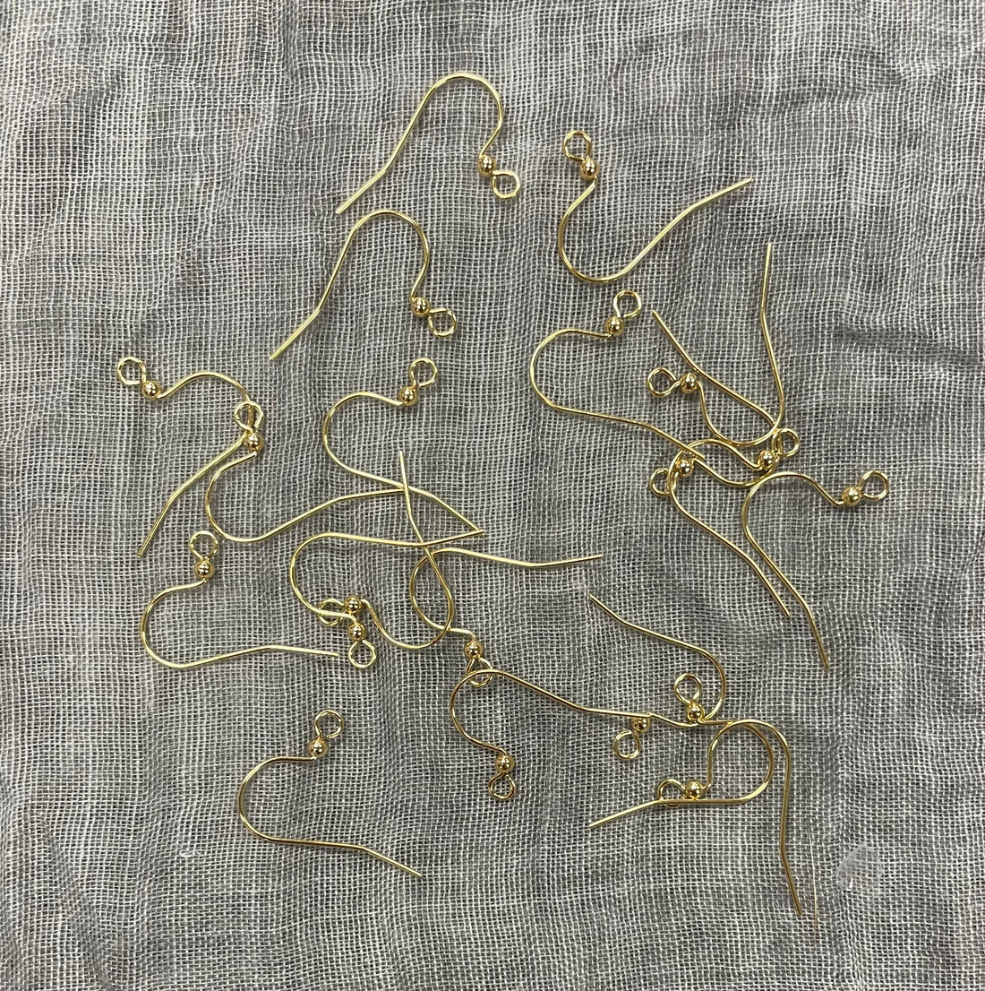 Ear Wire 17 mm With Ball, Fish Hook Gold Plate 10 Pairs