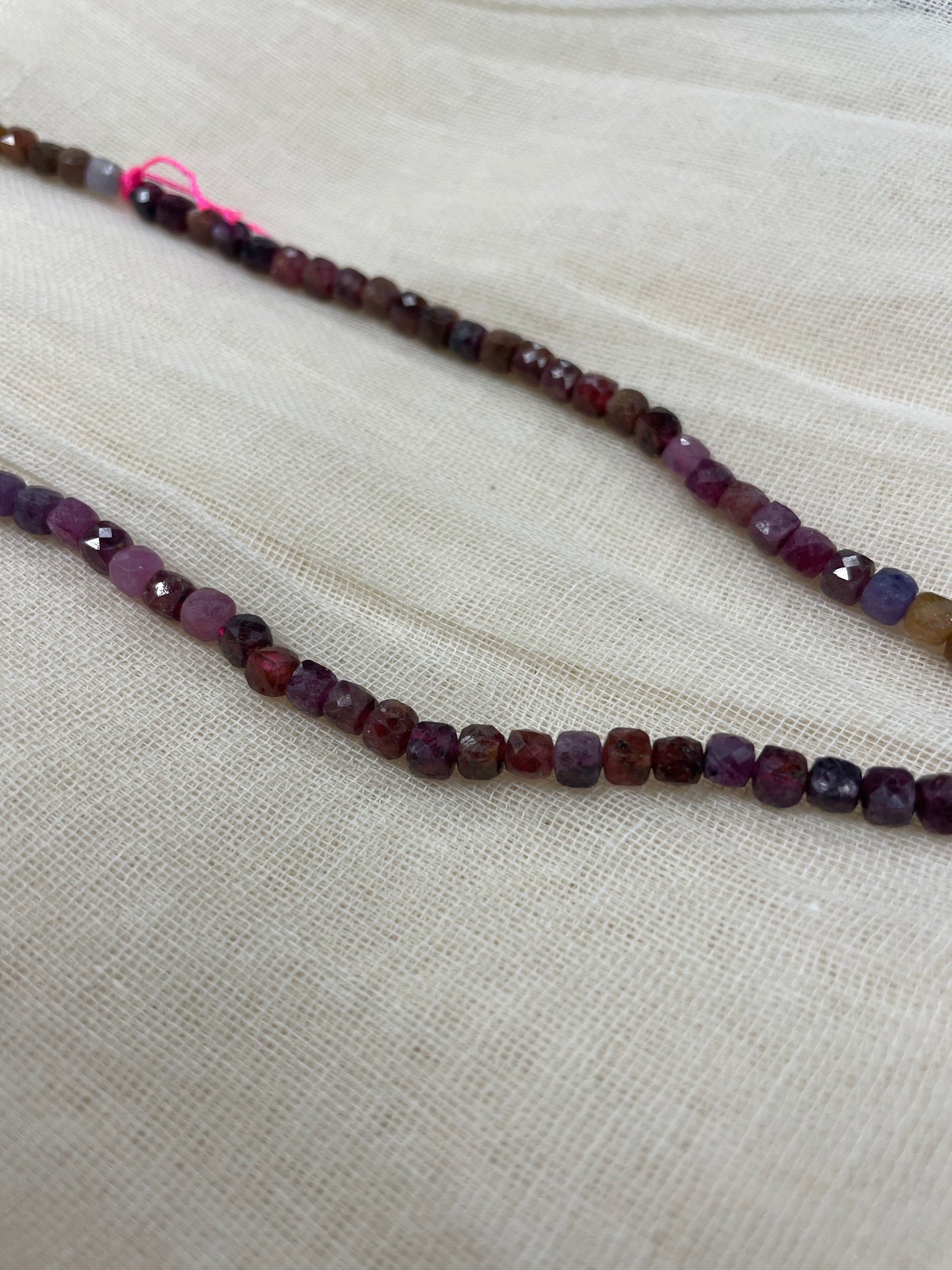 Ruby and Umba Faceted Cube Beads