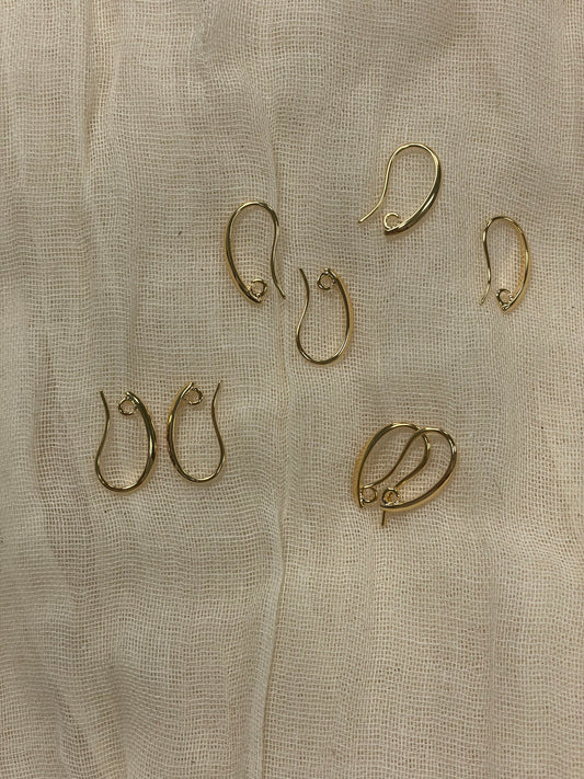 Gold Plate Ear Wire 19x11mm With Open Ring, 4 Pairs