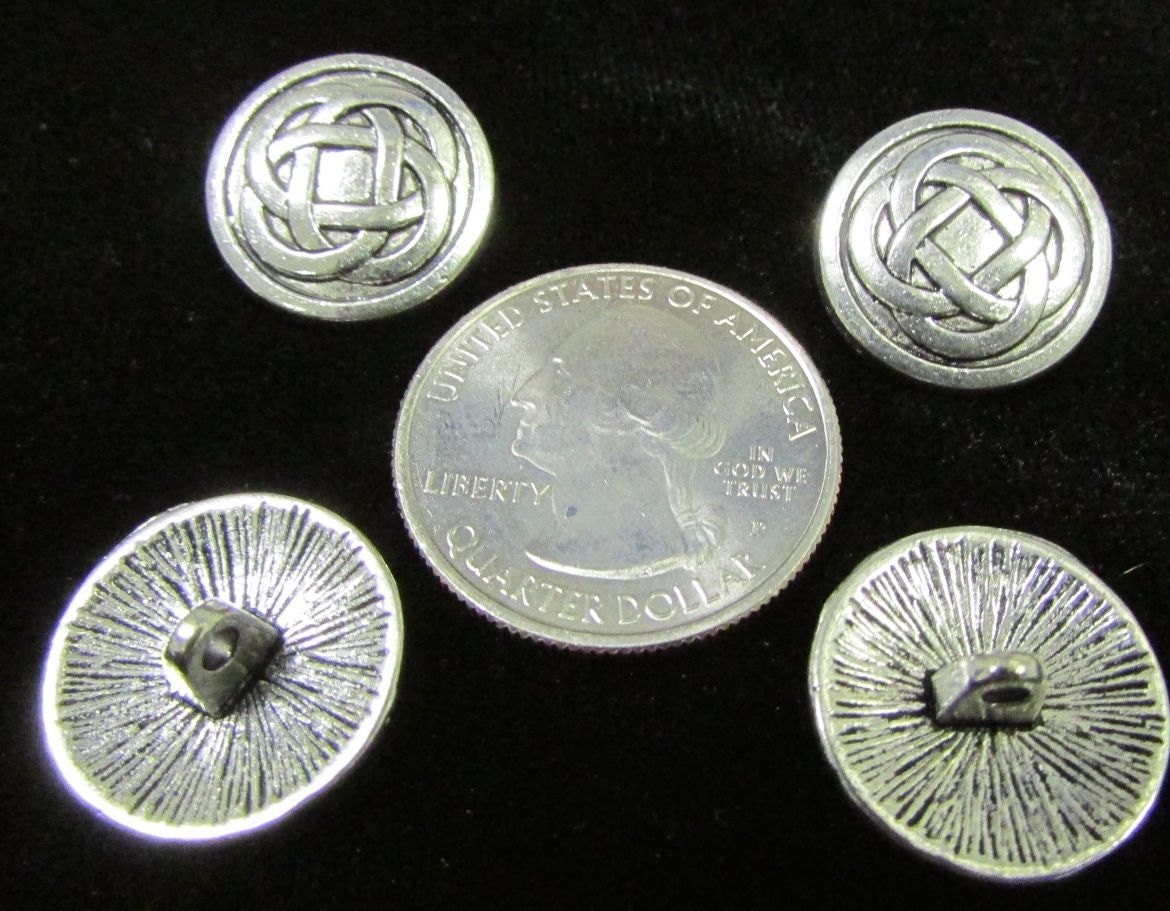 Silver Celtic buttons, package of 4