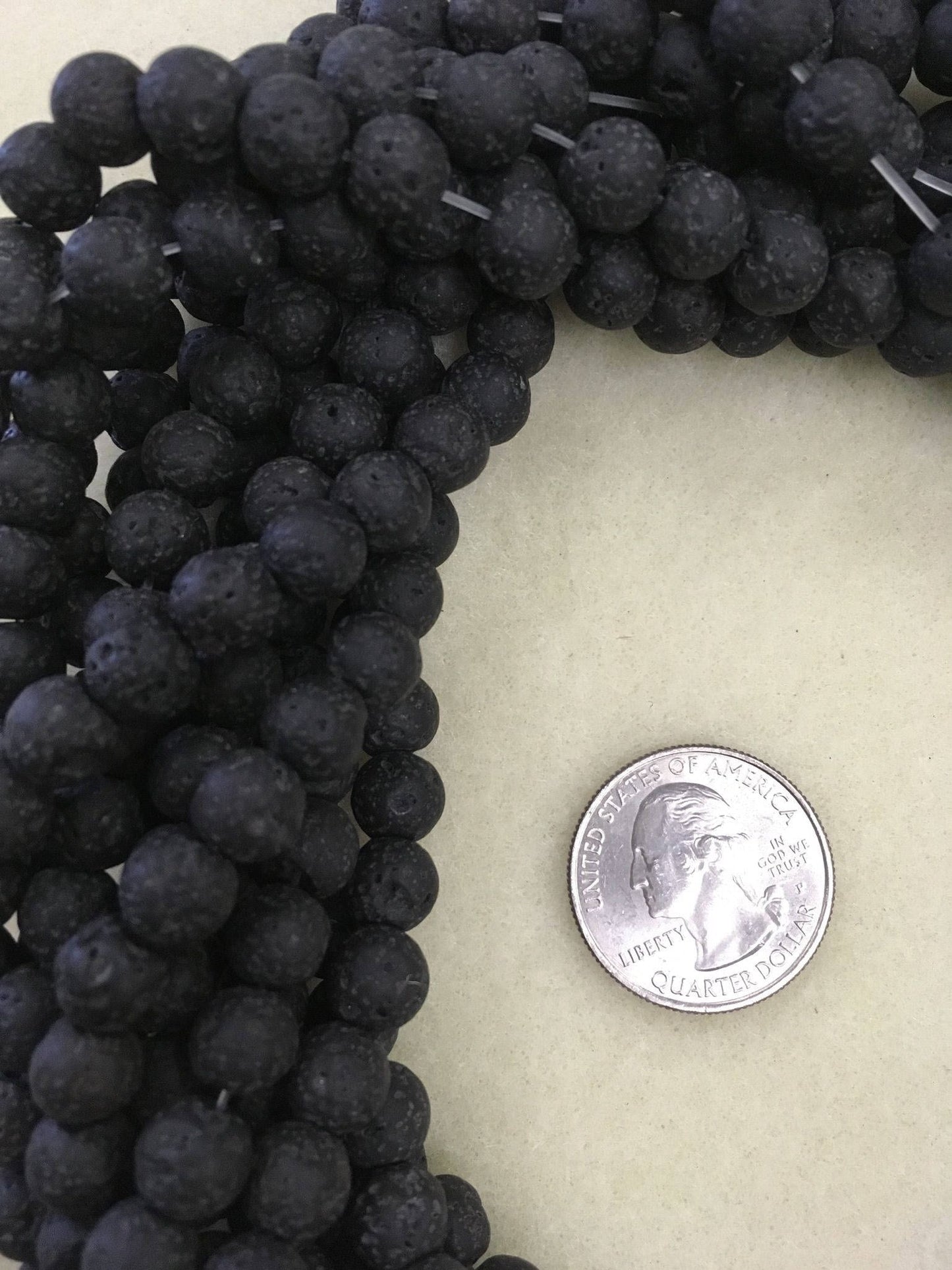 Lava Beads Black rounds strand, 6mm,8mm,or 10mm 15 inch strand