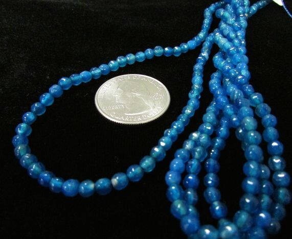 Faceted Agate, 4mm Teal round beads, 15-inch strand