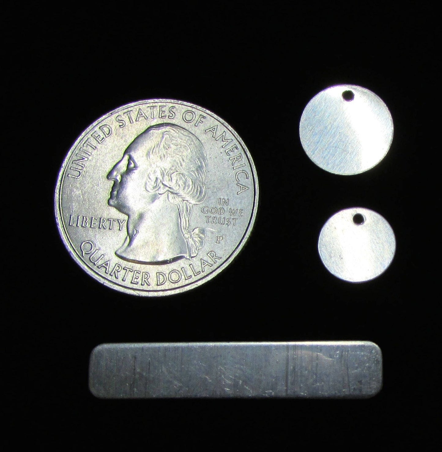 Sterling Silver Stamping disc ; rectangular bar