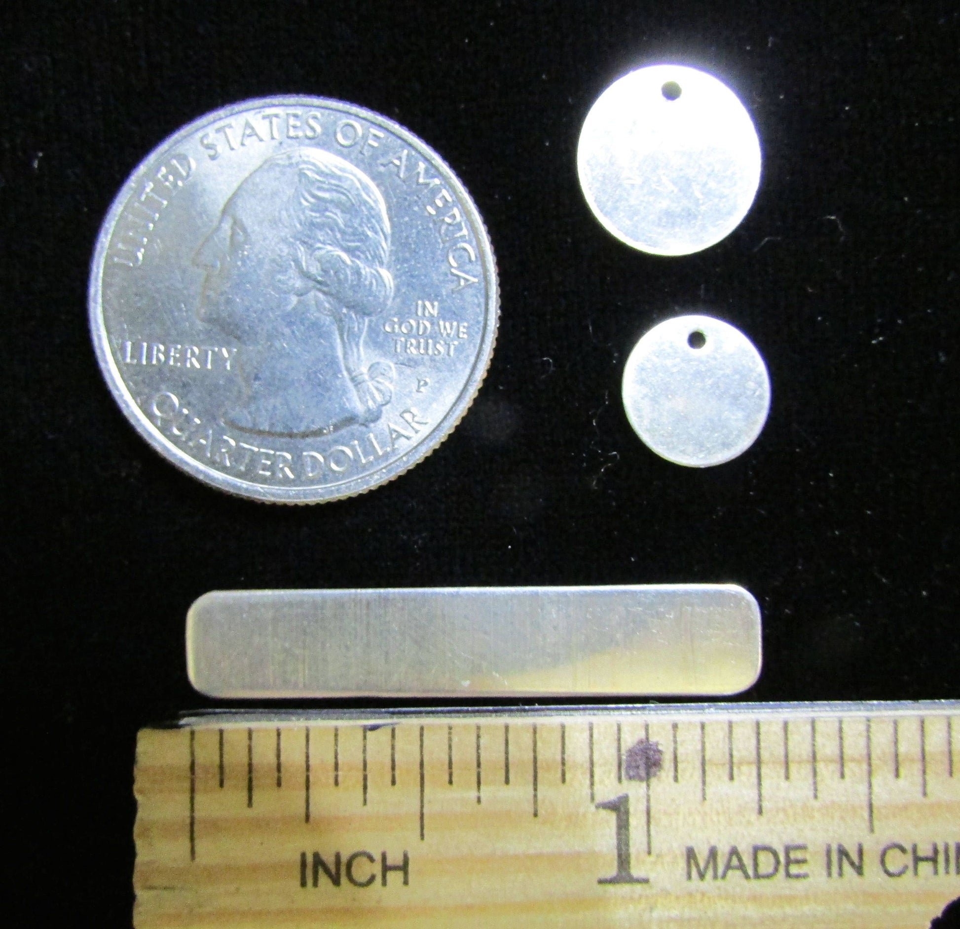 Sterling Silver Stamping disc ; rectangular bar