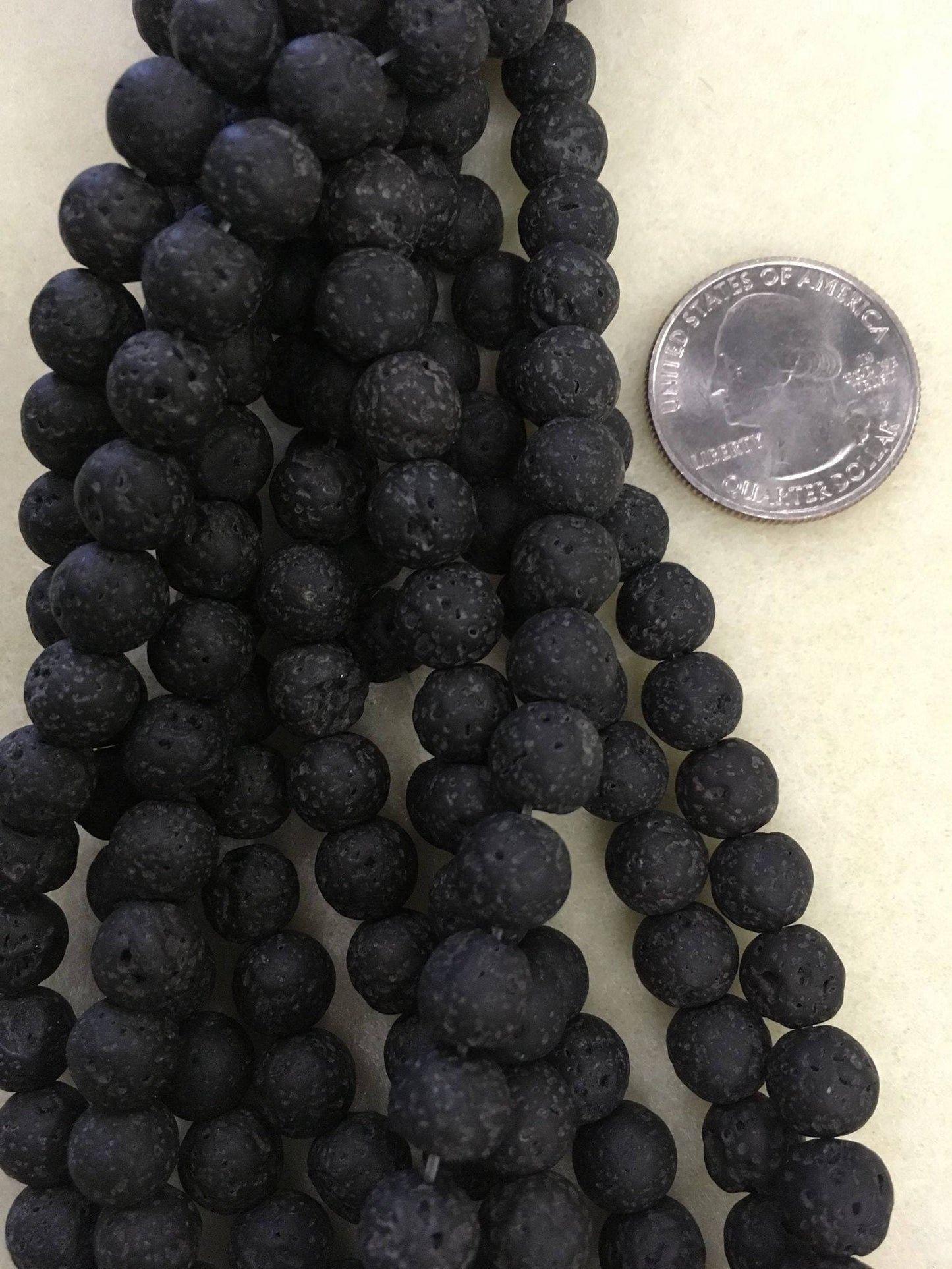 Lava Beads Black rounds strand, 6mm,8mm,or 10mm 15 inch strand